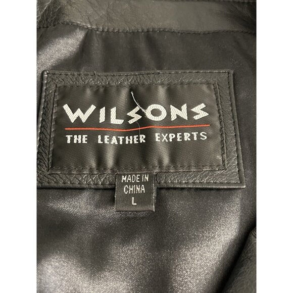 Wilson’s Black Leather Coat  Woman’s Sz L Excellent Condition Front Button - Picture 11 of 13
